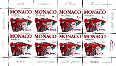 Monaco 1998 Mini Feuillet du  n° 2168 - Centenaire d'Enzo Ferrari
