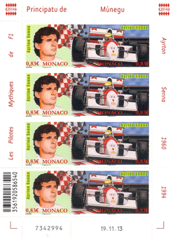 Monaco 2014 Mini Feuillet du n° 2917/18 - Pilote de F1 - Ayrton Senna