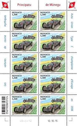 Monaco 2016 Mini Feuillet du  n° 3025 - Auto Union type C