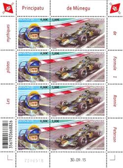 Monaco 2016 Mini Feuillet du n° n° 3023/24 - Les Pilotes de F1 - Ronnie Peterson sur Lotus