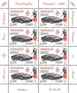 Monaco 2000 Mini feuillet du n° 2260 - Lamborghini Countach 1986