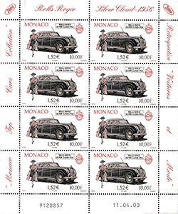Monaco 2000 Mini feuillet du n° 2259 - Rolls Royce Silver cloud 1956