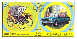 Sharjah 1971 - Voiturette Peugeot 1894 - Peugeot 504 - 1969