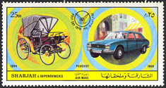 Sharjah 1971 - Voiturette Peugeot 1894 - Peugeot 504 - 1969