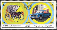 Sharjah 1971 - Voiturette Peugeot 1894 - Peugeot 504 - 1969